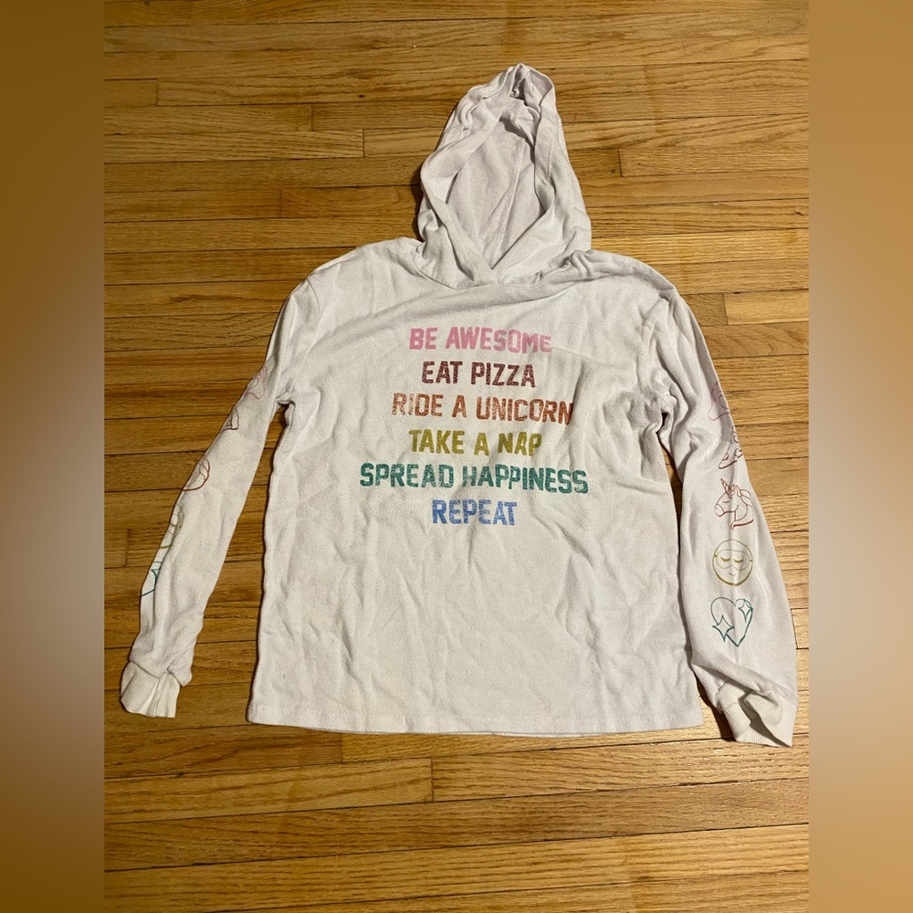 Art Class girl 10-12 hooded sweatshirt pizza unicorn naps